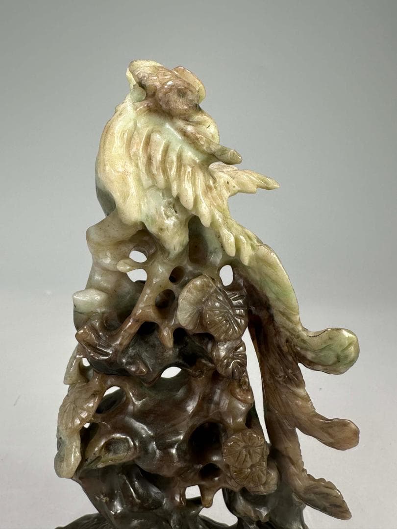 中国美術　玉石製　鳳凰置物　時代　唐物