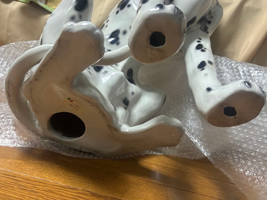 イタリア製　ダルメシアン？　犬　置物　陶器　ガーデニング　オブジェ