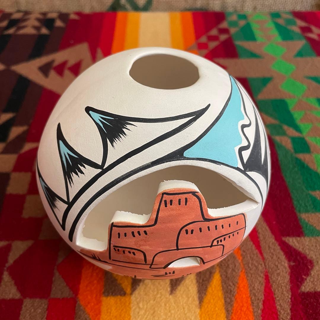 希少品！ネイティブアメリカンnavajo ナバホ族の壷　USAヴィンテージ雑貨