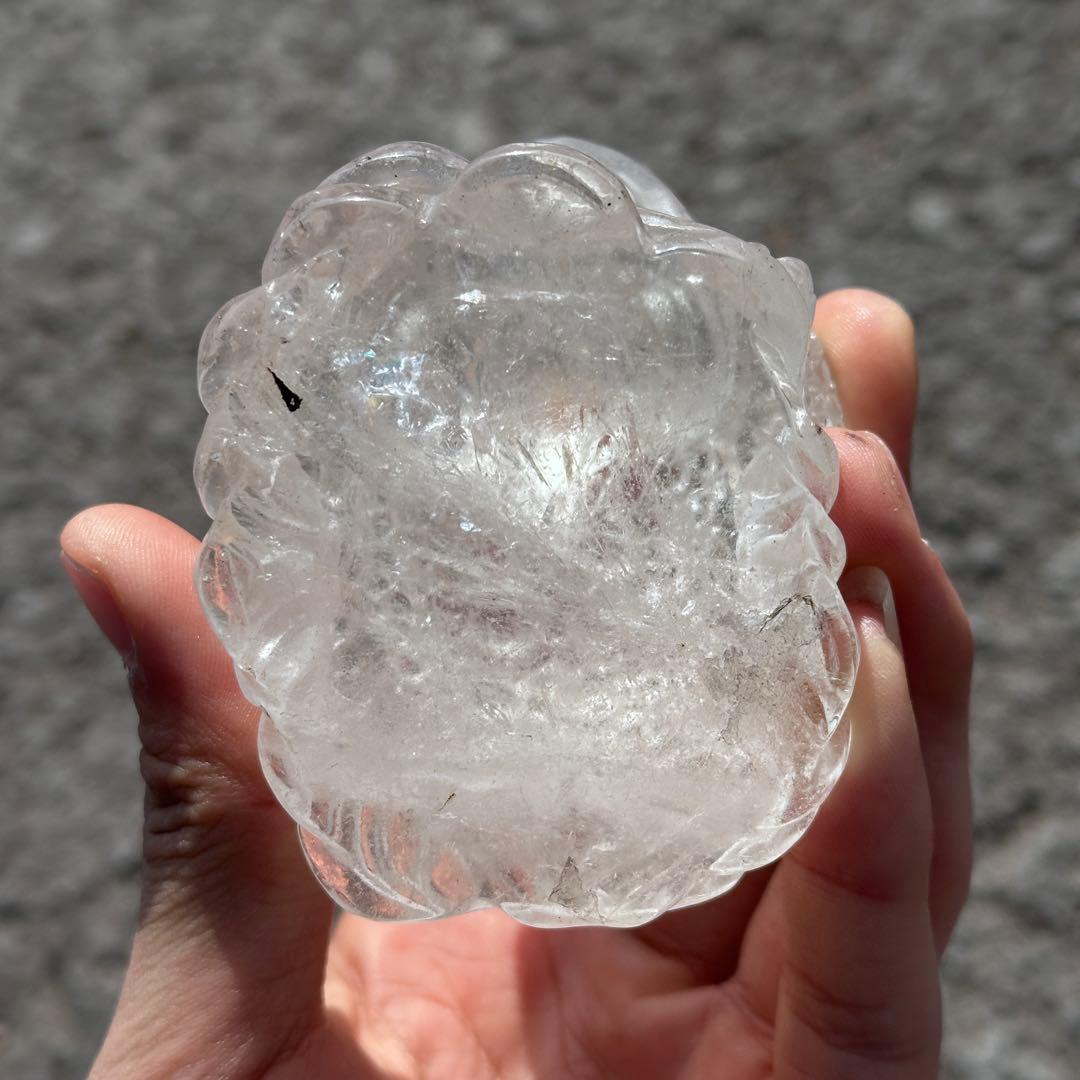 天然石水晶の銭蛙　置物　ご購入前に在庫確認必要G.760