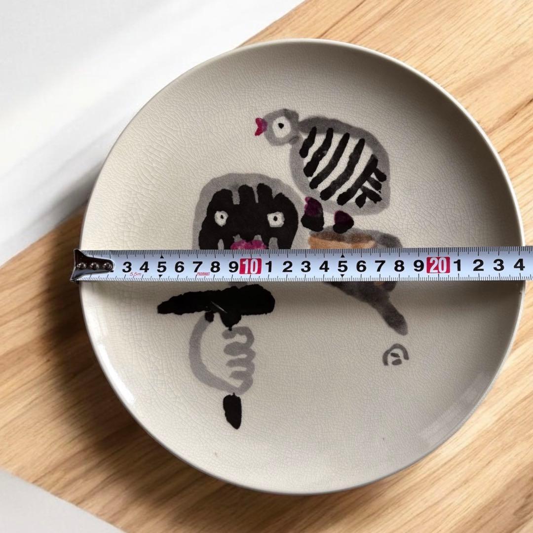 畦地梅太郎　鳥と山男　皿