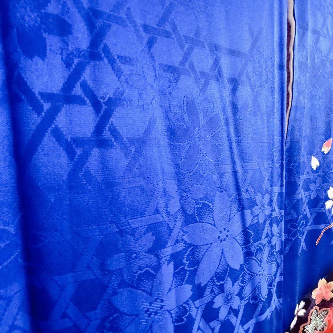 美品正絹　フルセット　七五三　７歳女の子　着物＆帯＆長襦袢＆小物セット　青×赤