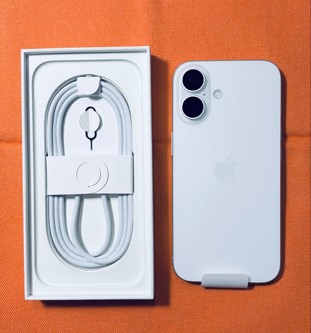 iPhone16 256GB ホワイト+パワサポ アンチグレアフィルム
