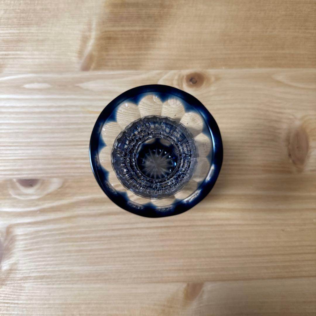 島津薩摩切子　花入れ　藍色