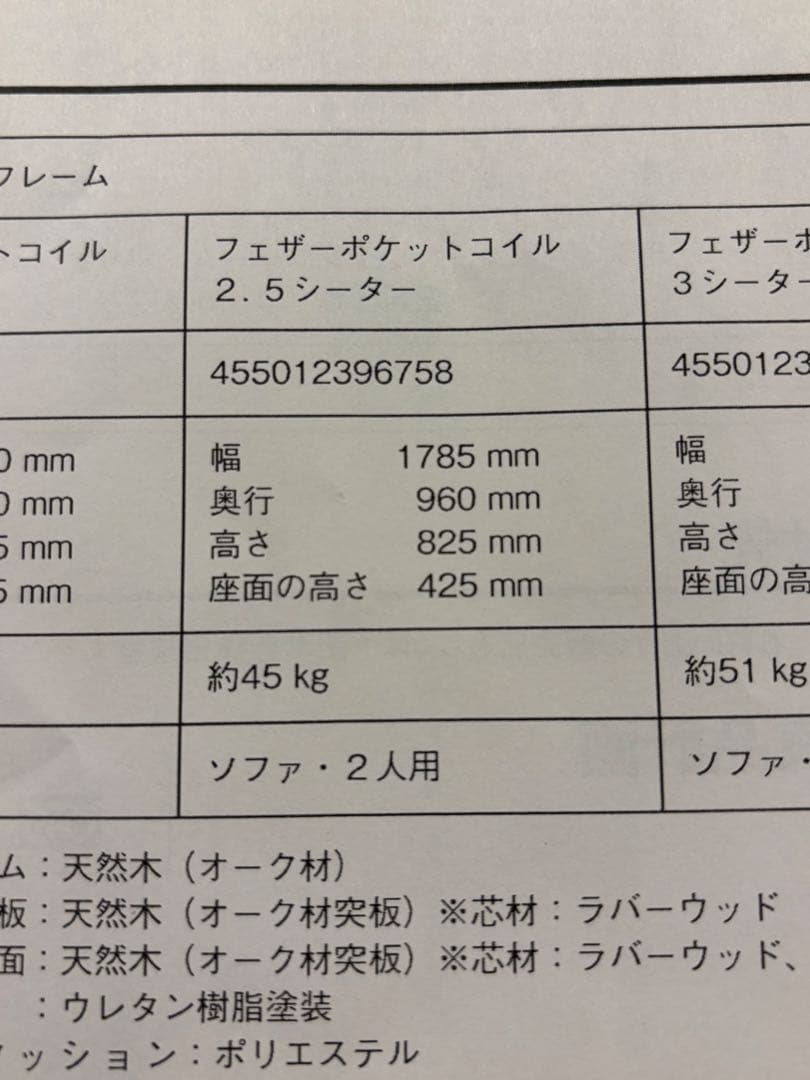 無印良品／ソファ／ウレタンポケットコイル／2.5シーター