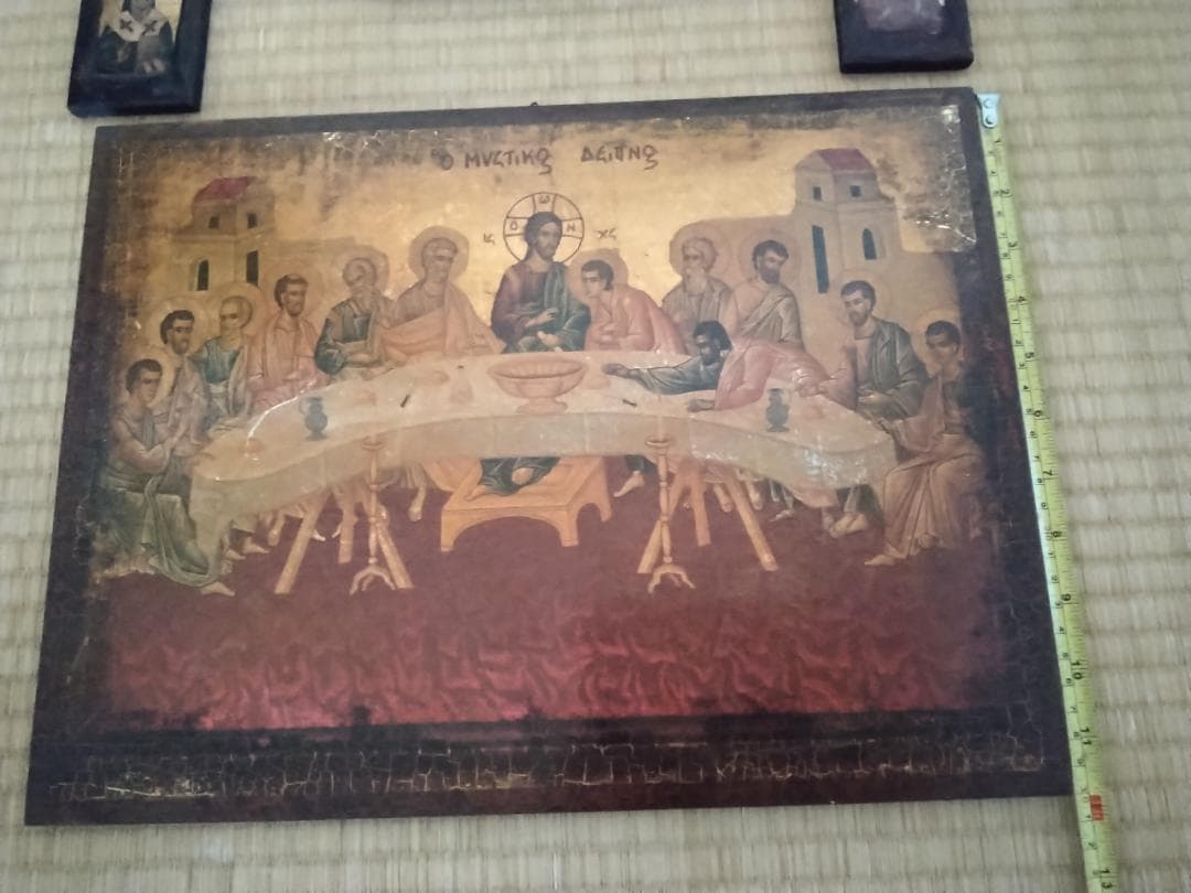 イコン　宗教画　正教会　ギリシャ　最後の晩餐　木製
