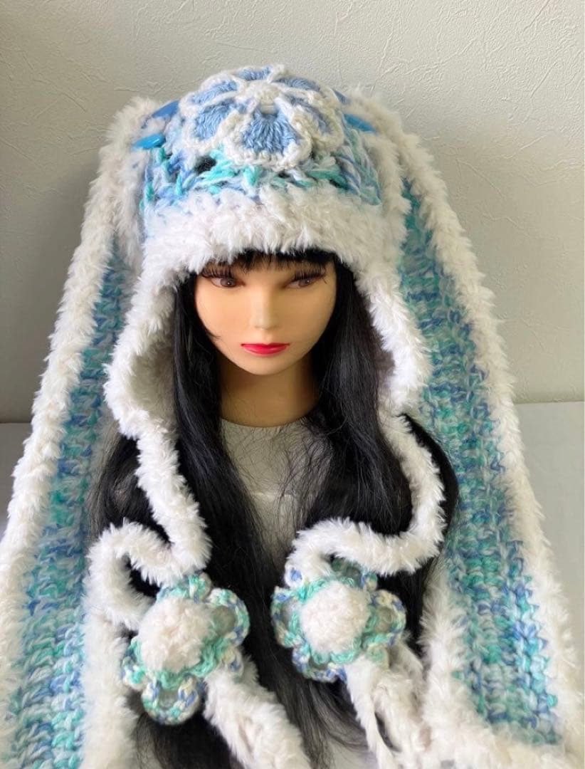 うさ耳ニット帽　猫耳ニット帽　平成ギャル　サブカル　ボンネット　y2k　☺︎