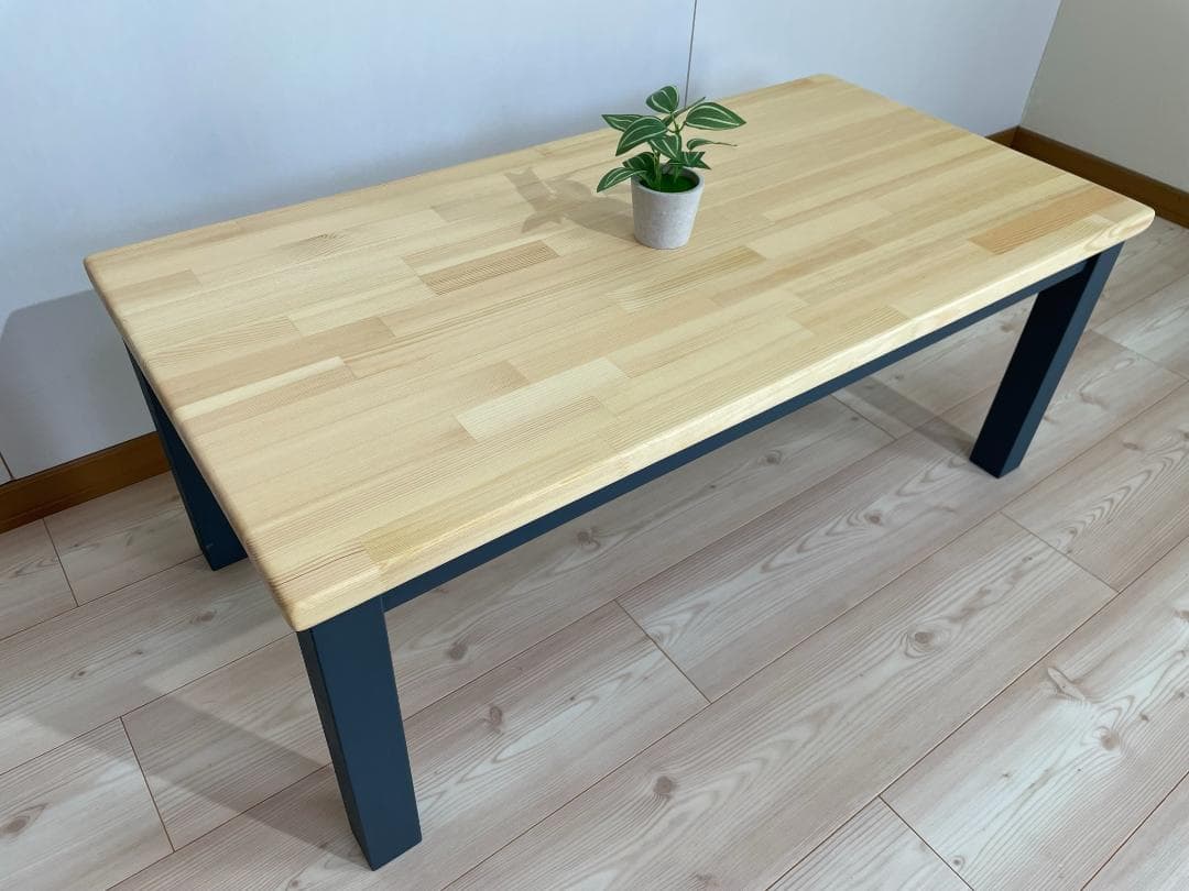 【サイズオーダー可】木のぬくもり感じるロ―テーブル　N×ディキシーブルー