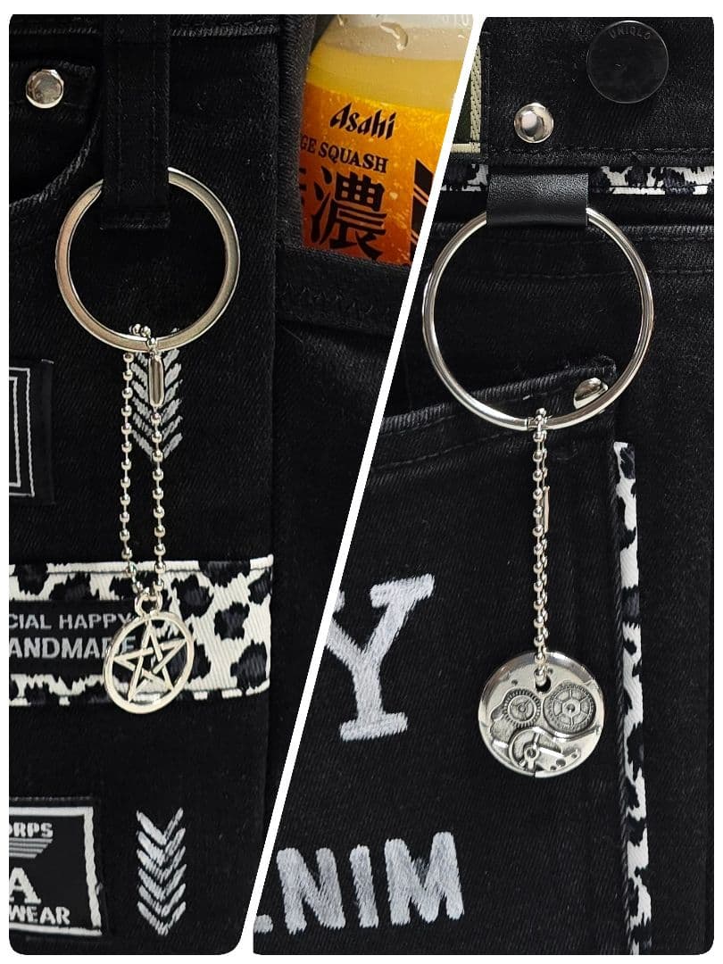 デニムリメイクトートバッグ 大きめ上部ファスナー