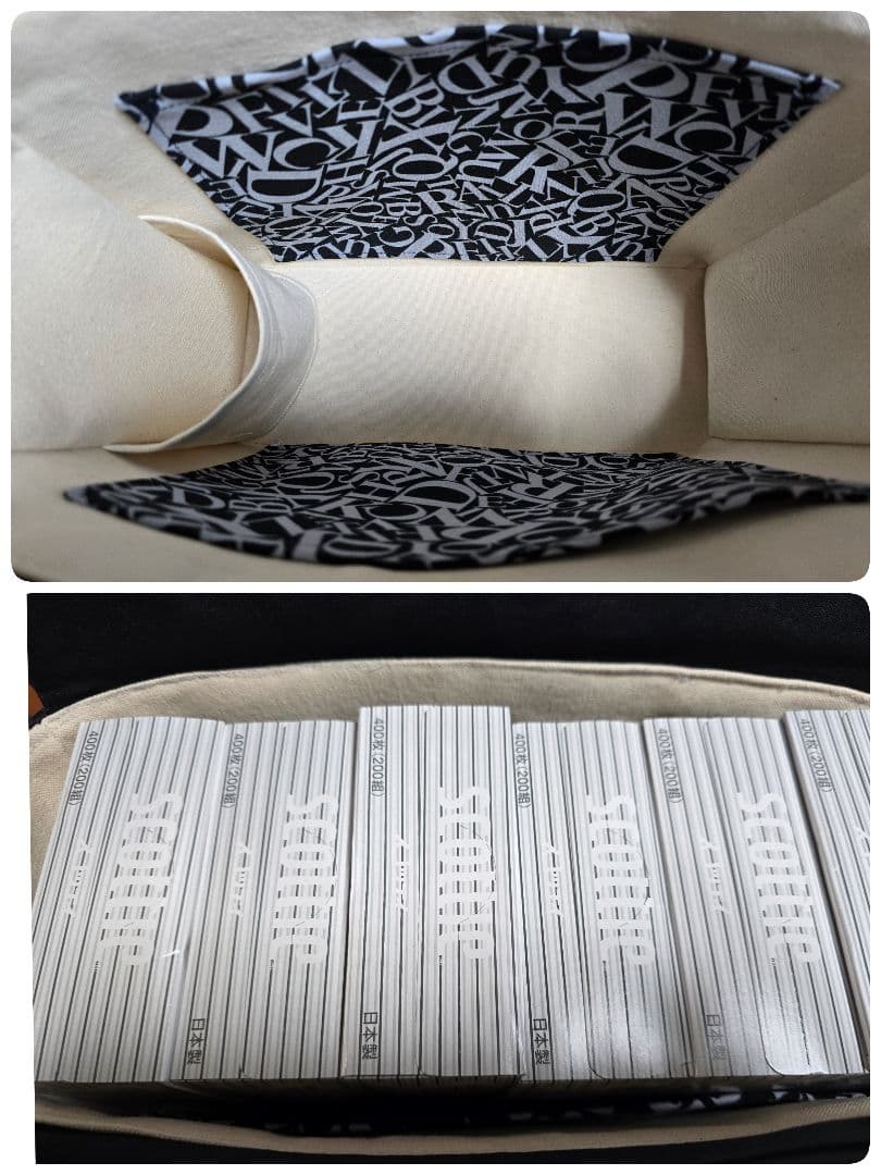 デニムリメイクトートバッグ 大きめ上部ファスナー