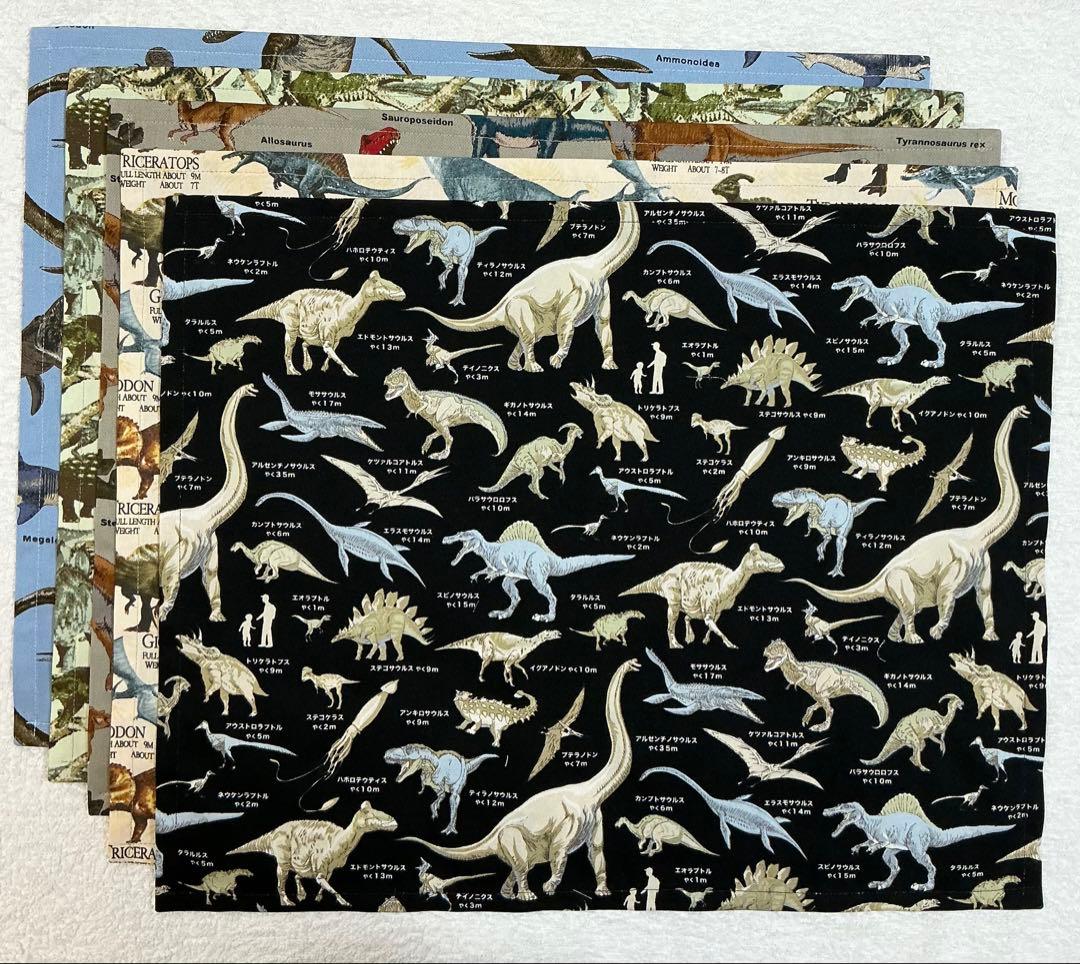 079恐竜大集合 給食セット×5枚　小学校 ランチョンマット ネーム 入学 給食