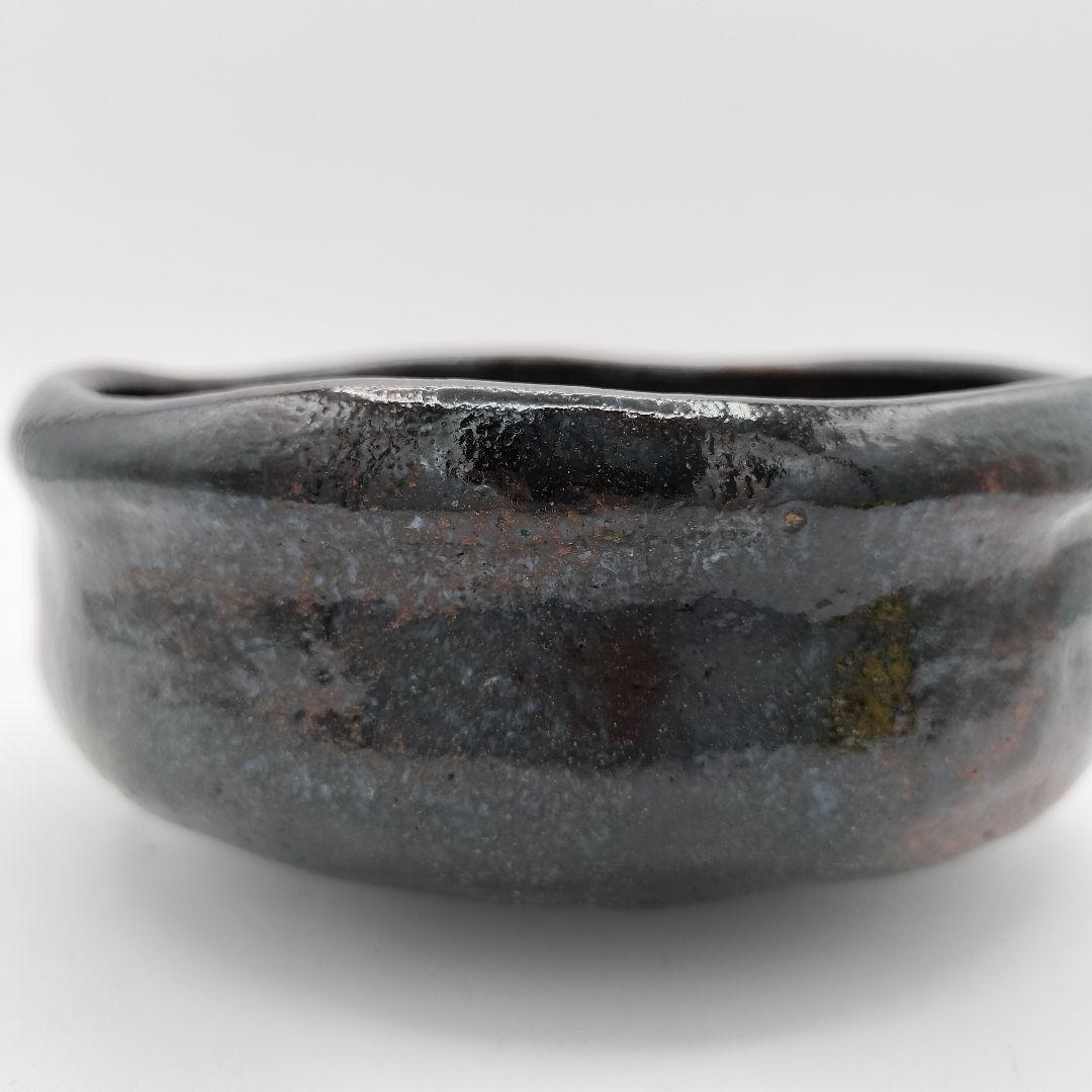 630 平茶碗 黒楽 西湖写 楽入 茶道具 茶道