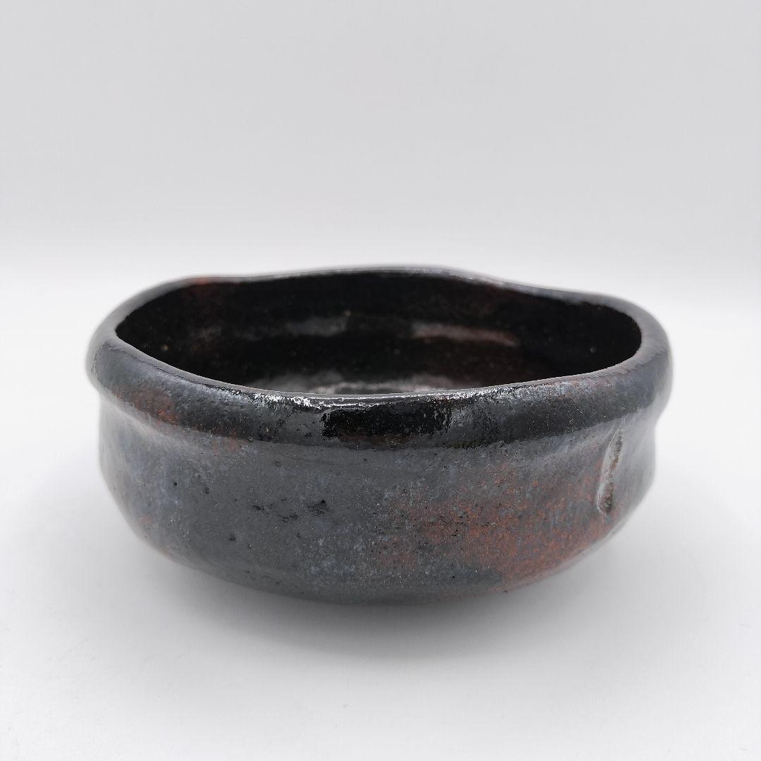 630 平茶碗 黒楽 西湖写 楽入 茶道具 茶道