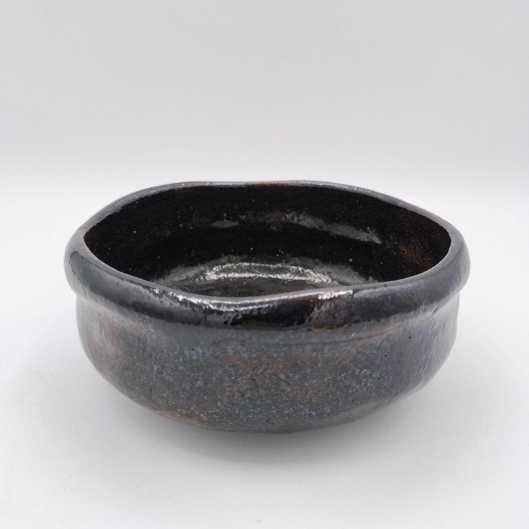 630 平茶碗 黒楽 西湖写 楽入 茶道具 茶道