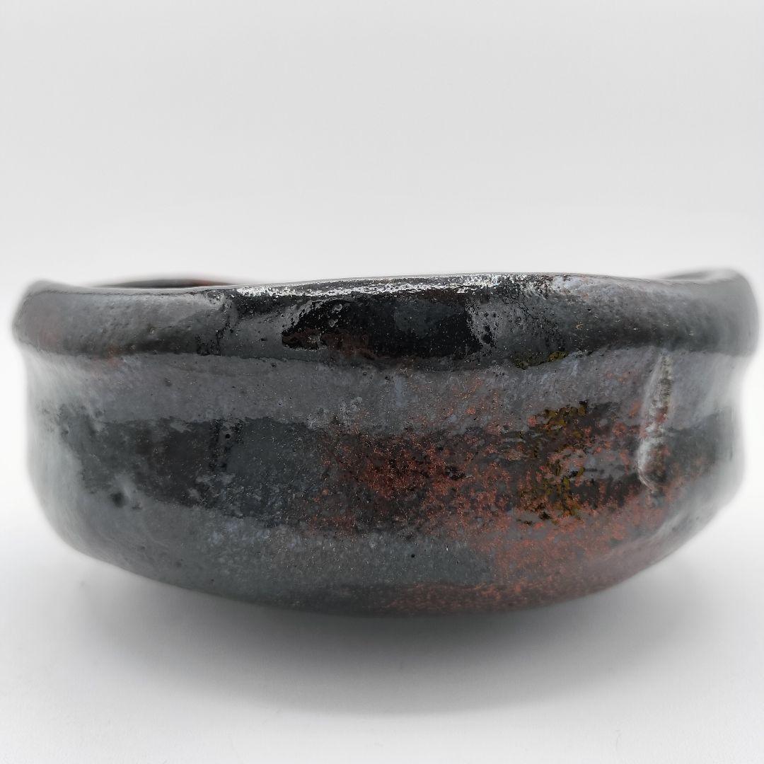 630 平茶碗 黒楽 西湖写 楽入 茶道具 茶道