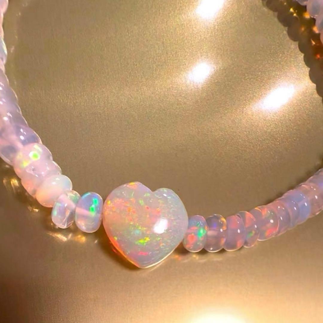 【宝石質】　プレシャスオパール　ハートカット　ブレスレット　激レア
