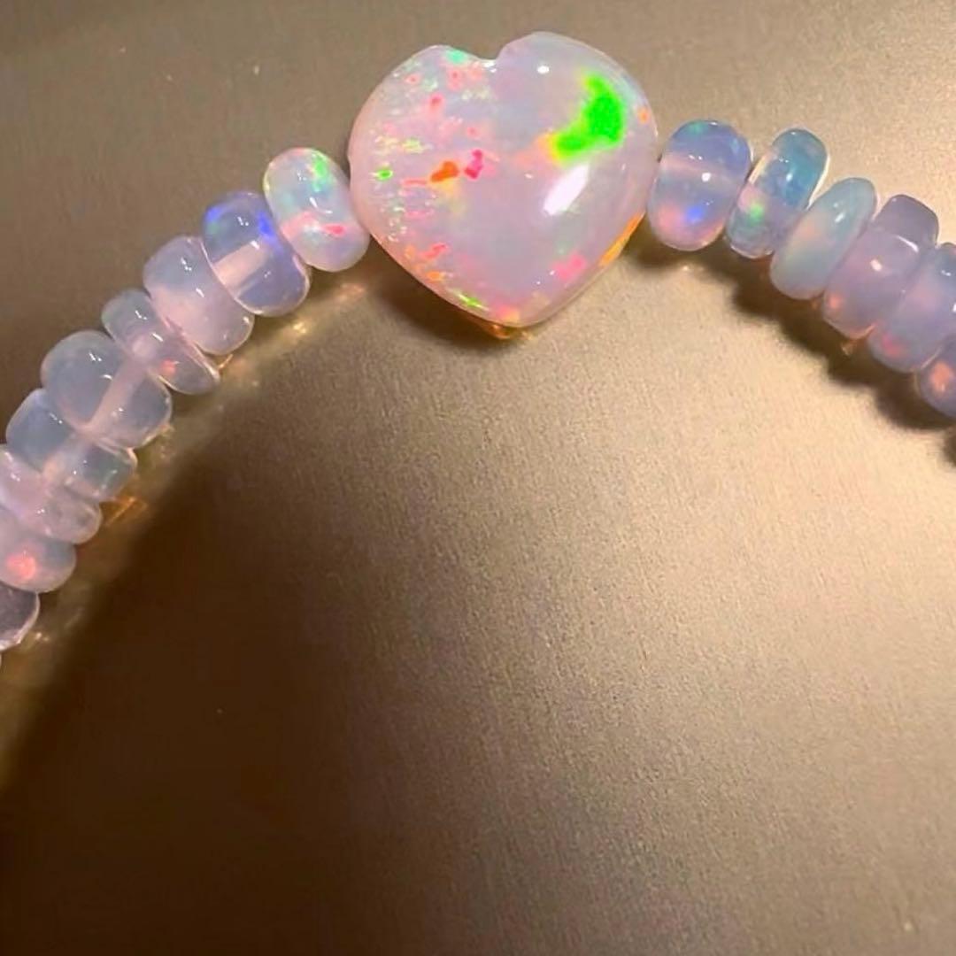 【宝石質】　プレシャスオパール　ハートカット　ブレスレット　激レア