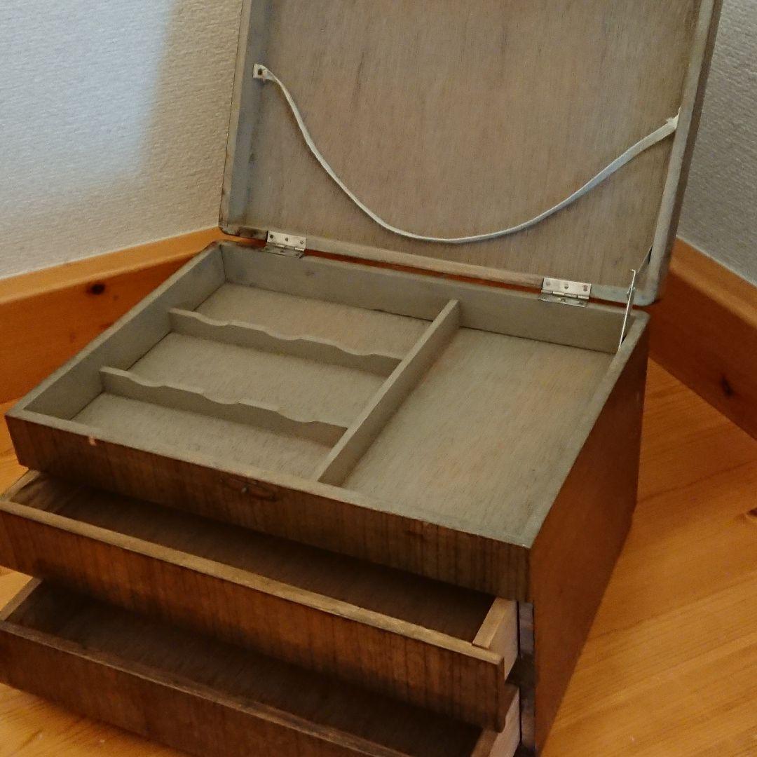 昭和レトロ 木製引出し小物入れ
