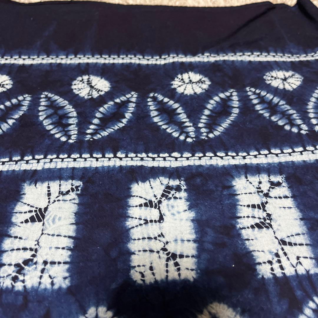 藍染　手絞り　草木染　テーブルクロス　マルチカバー　生地　布　177×143㎝
