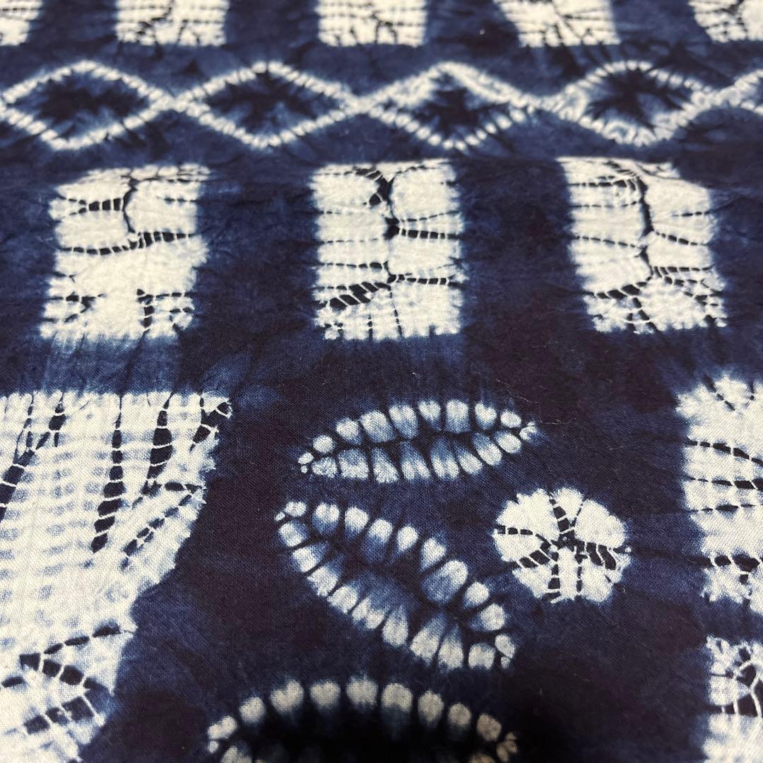藍染　手絞り　草木染　テーブルクロス　マルチカバー　生地　布　177×143㎝