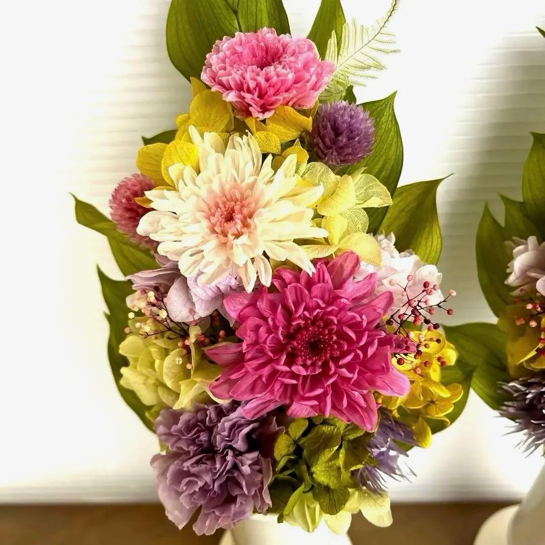 パンダりん　プリザーブドフラワーの仏花 一対 (花器なし)