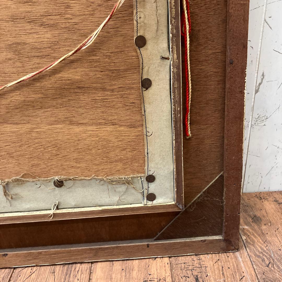 アンティーク 刺繍 絵画 アート 風景画 白鳥 湖 湖畔 壁掛け 壁飾り 額装