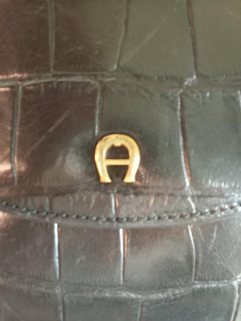 美品/専用袋！ドイツ ブランドアイグナー　本革ショルダーポシエットクロッコ仕上げ