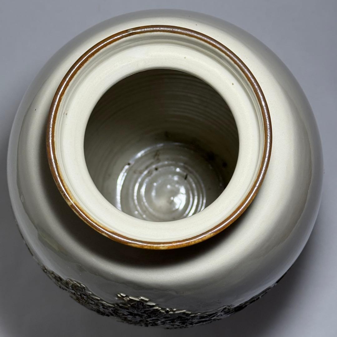 ◆韓国無形文化財【曹基正】作 白磁浮彫人物図大花瓶 45.3cm 無等窯 共箱◆