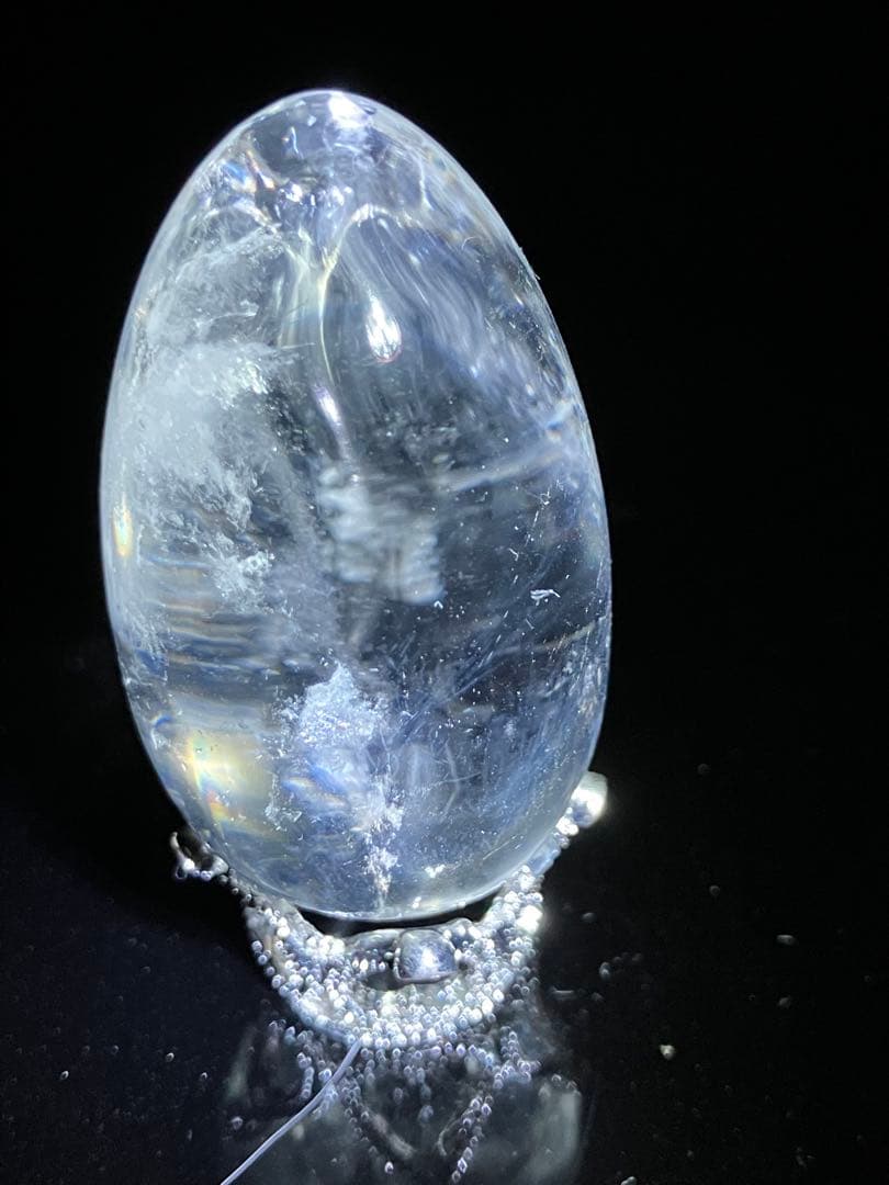 ラダー入り！　水晶　卵　天然石置物