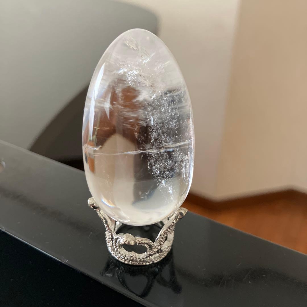 ラダー入り！　水晶　卵　天然石置物