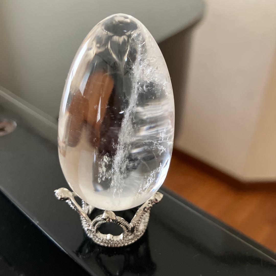 ラダー入り！　水晶　卵　天然石置物
