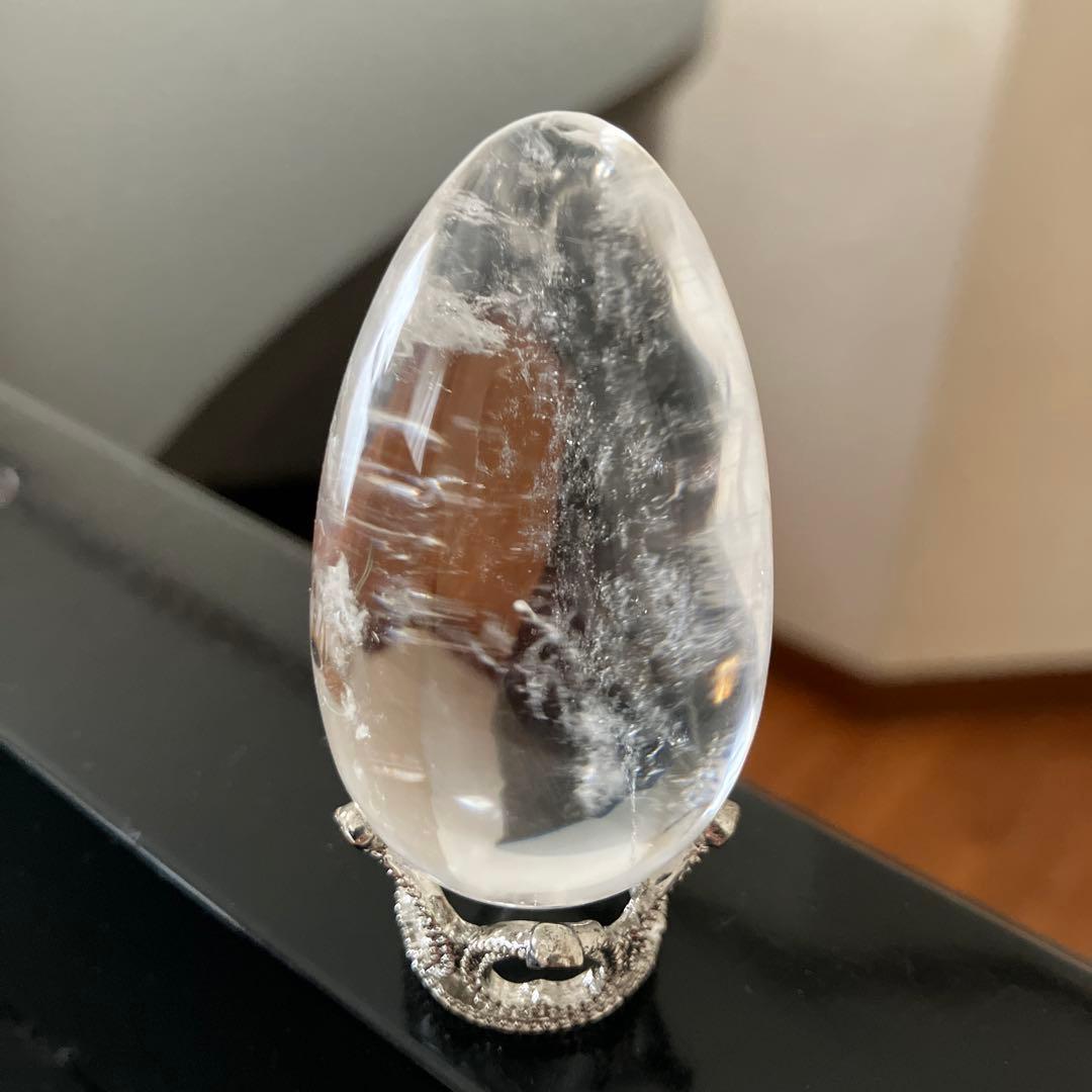 ラダー入り！　水晶　卵　天然石置物