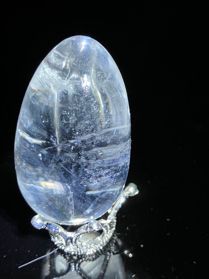 ラダー入り！　水晶　卵　天然石置物
