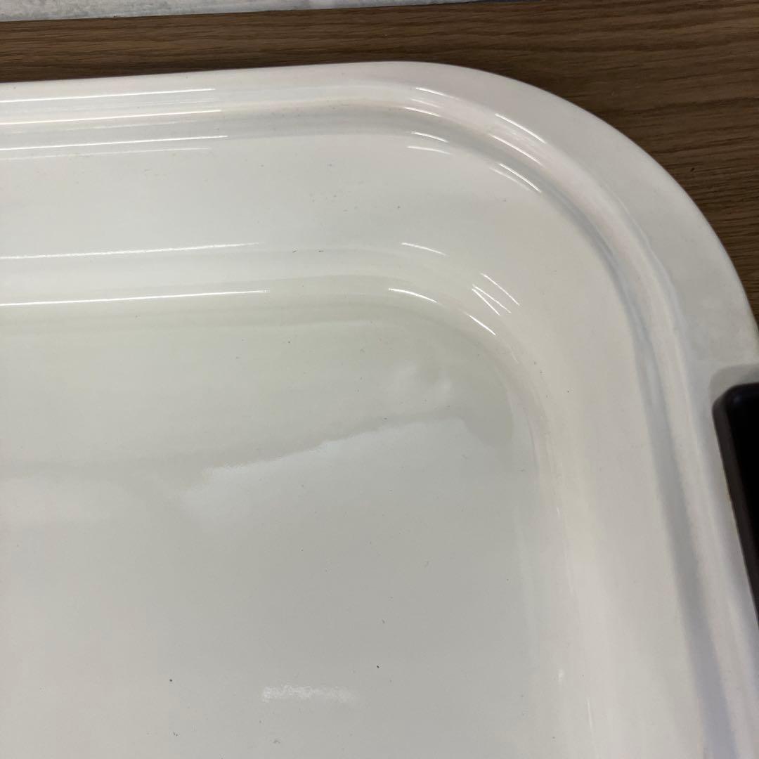 E-2 昭和レトロ 象印 ホーロー鍋 木蓋付き 花柄 角型 深型 煮込み鍋