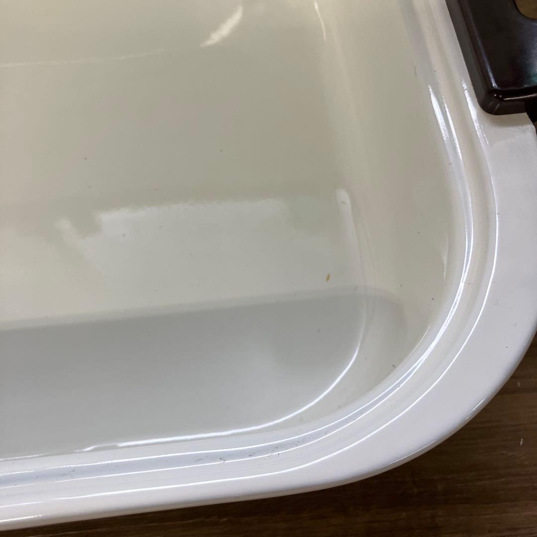 E-2 昭和レトロ 象印 ホーロー鍋 木蓋付き 花柄 角型 深型 煮込み鍋