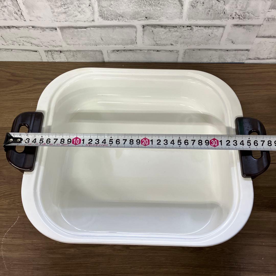 E-2 昭和レトロ 象印 ホーロー鍋 木蓋付き 花柄 角型 深型 煮込み鍋