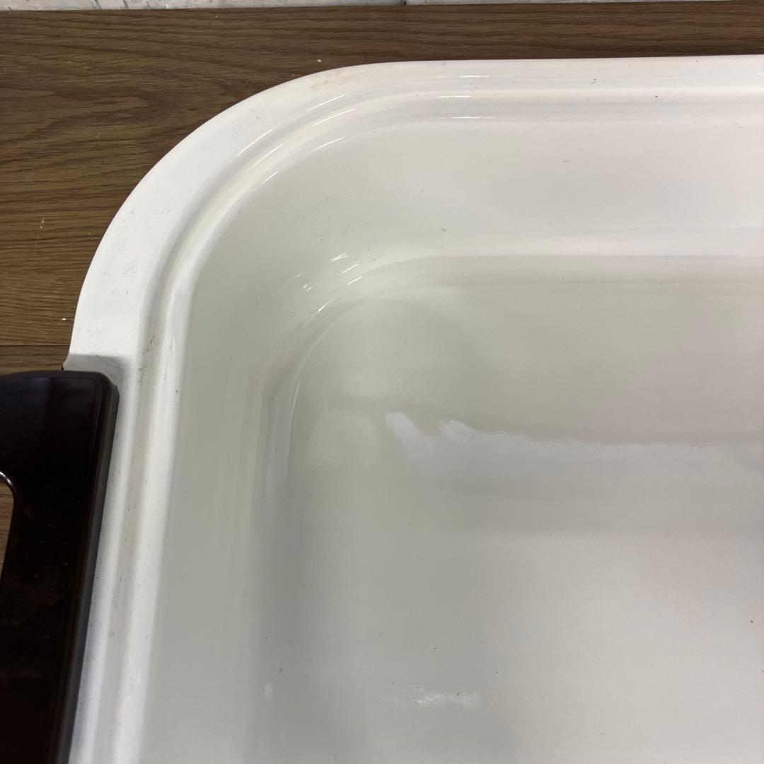 E-2 昭和レトロ 象印 ホーロー鍋 木蓋付き 花柄 角型 深型 煮込み鍋