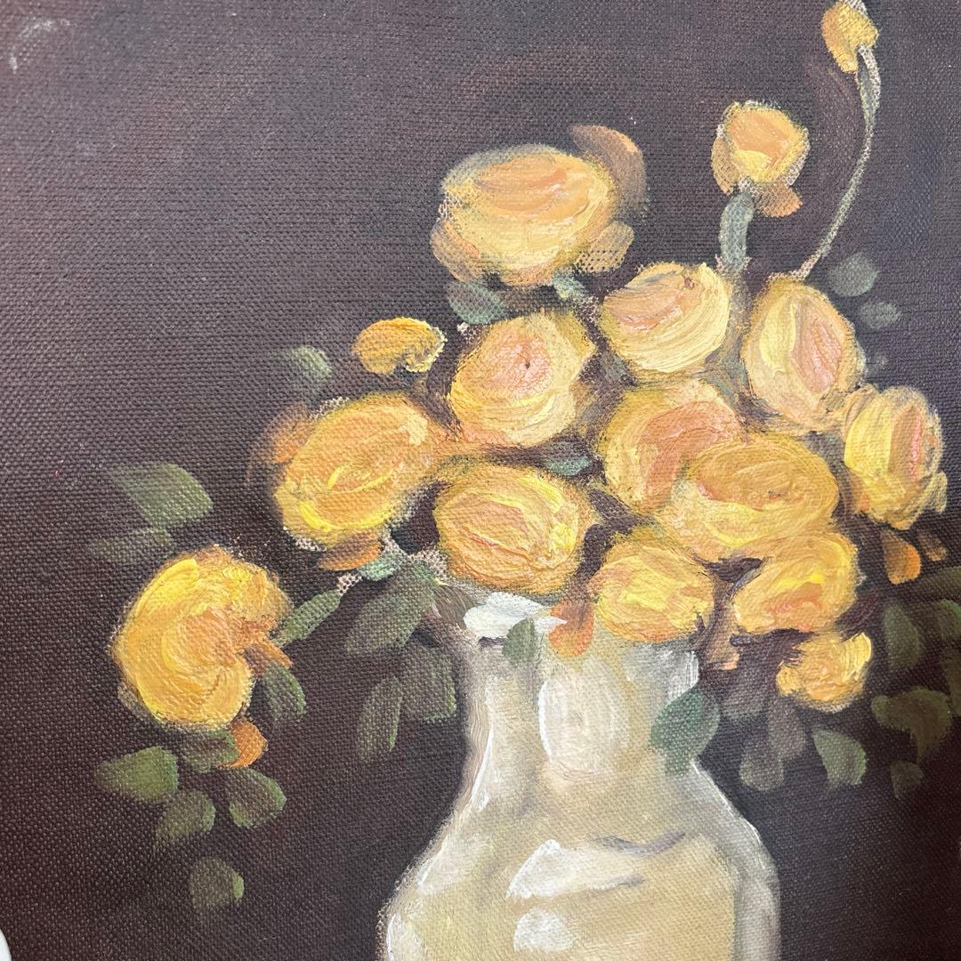 絵画 Oil painting of beautiful flowers.