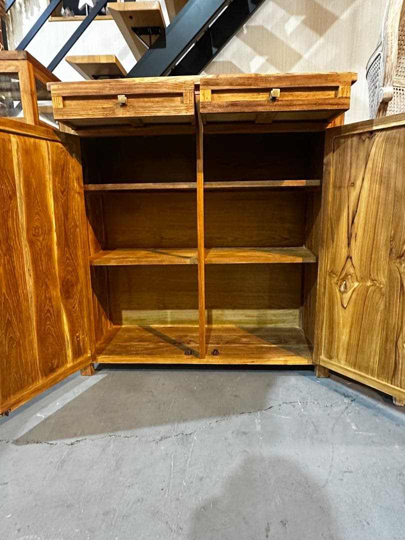 【訳ありチークキャビネットw95×d36×h100cm 通常165,000円が！