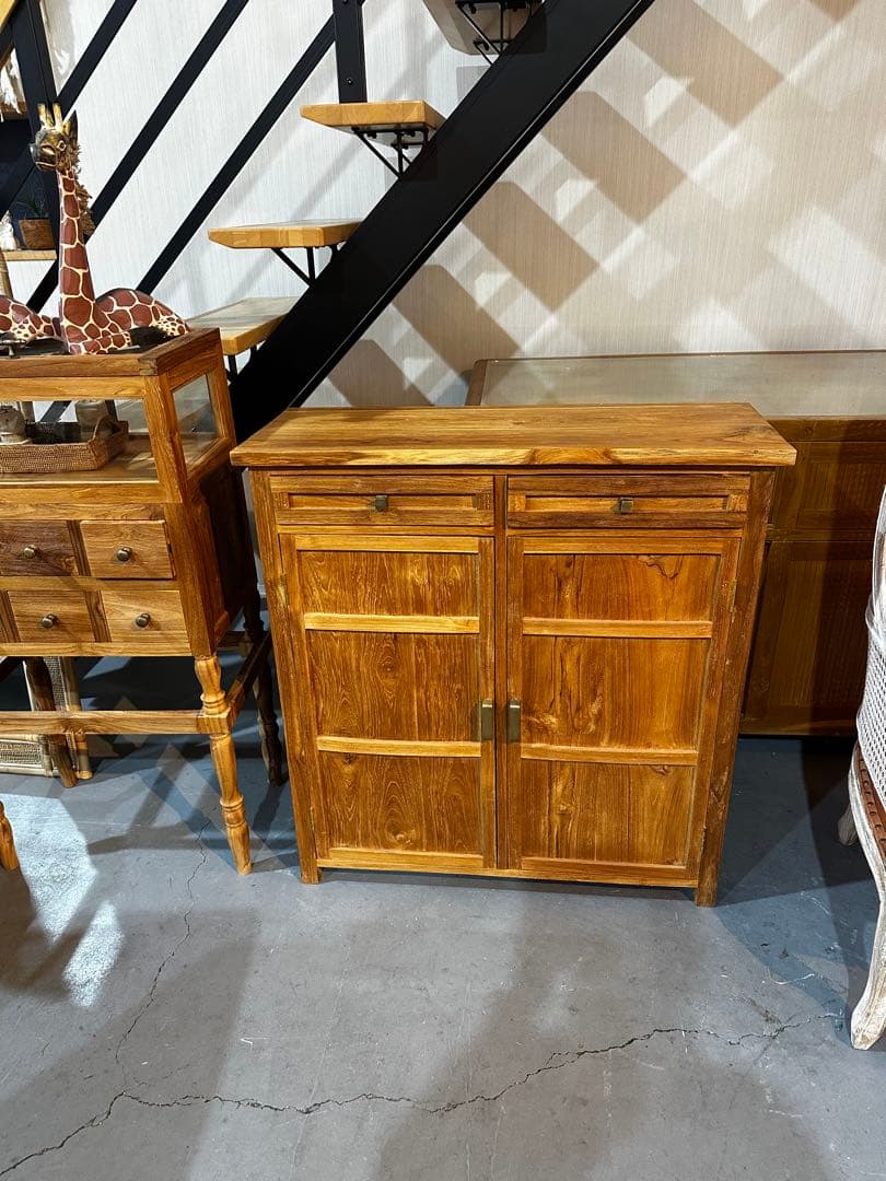 【訳ありチークキャビネットw95×d36×h100cm 通常165,000円が！