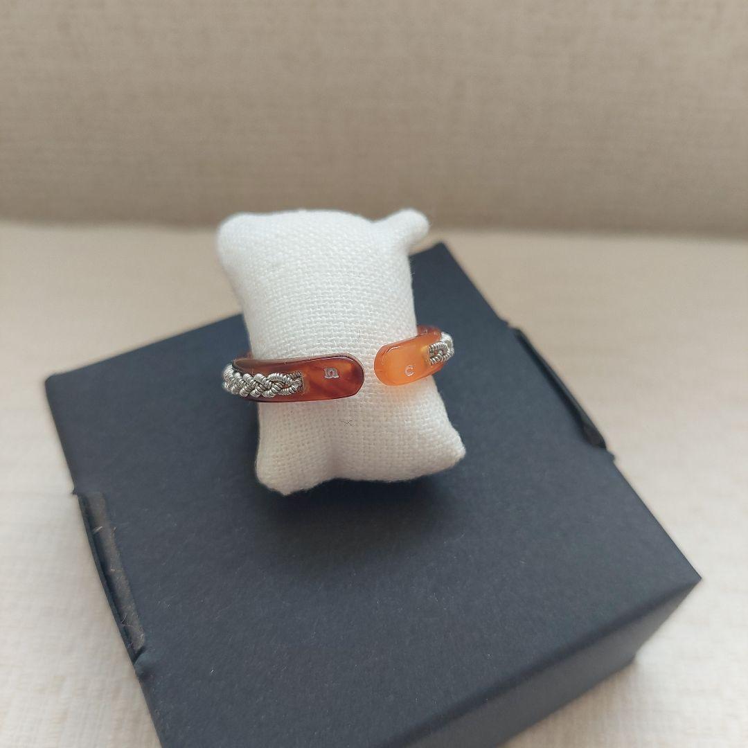 pewter ring Amber 三つ編みリング
