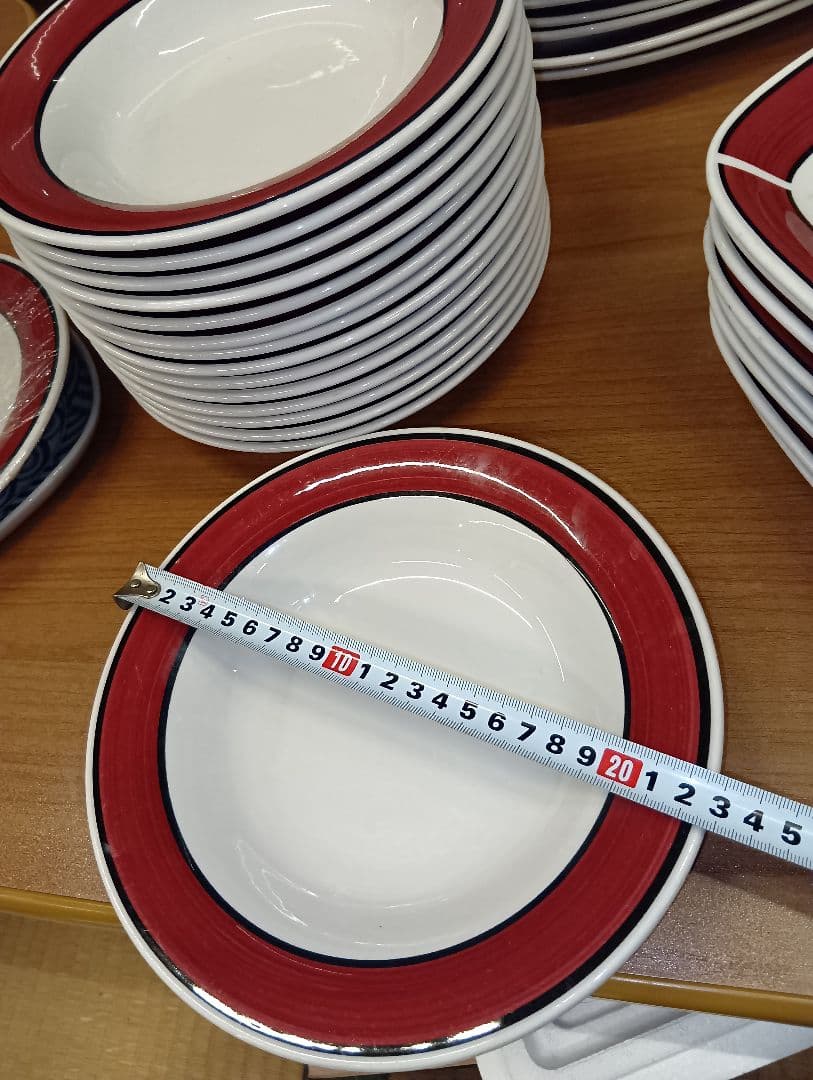 10枚セット、NIKKO 赤い縁取りのスープ皿 約23cm