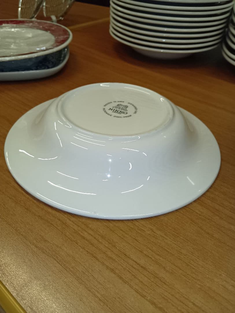 10枚セット、NIKKO 赤い縁取りのスープ皿 約23cm