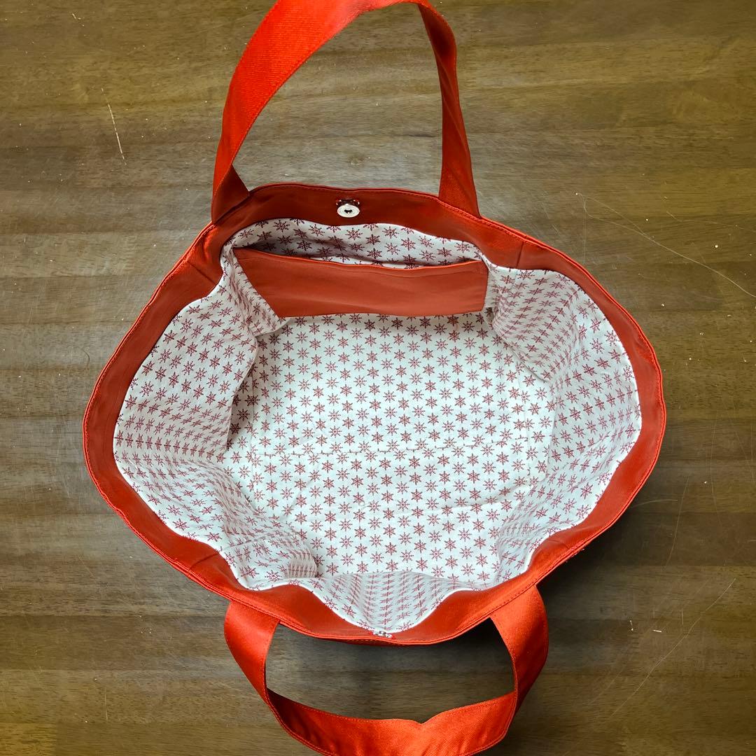 手作り　未使用帯使用　赤のキューブ型トートバッグ