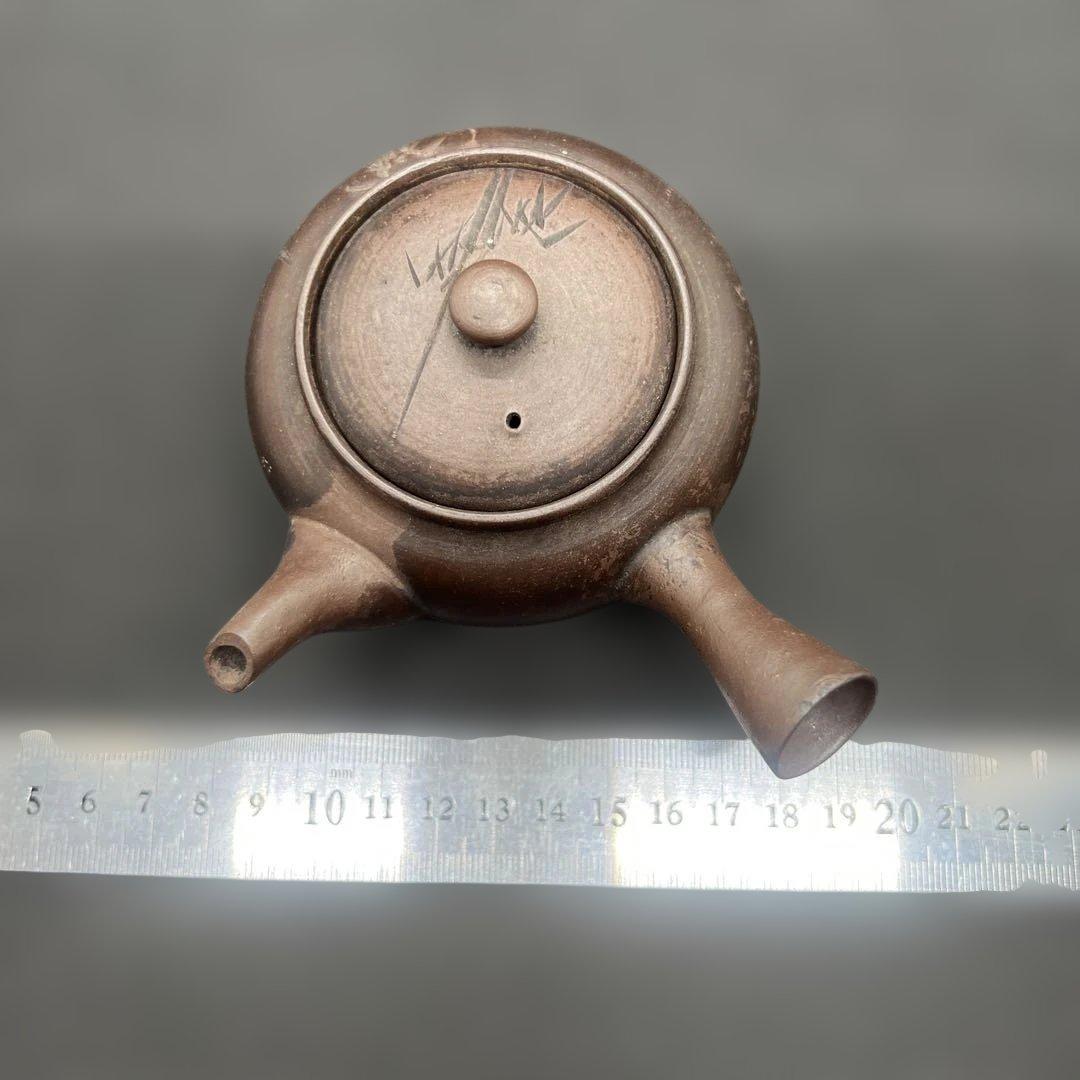 常滑焼　竹画詩文急須　骨董　時代品