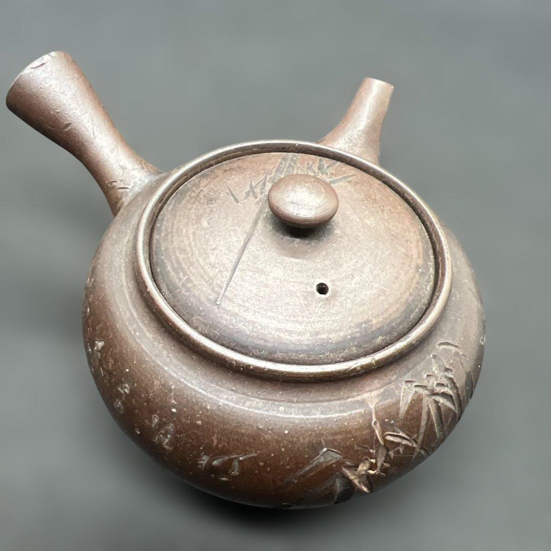 常滑焼　竹画詩文急須　骨董　時代品