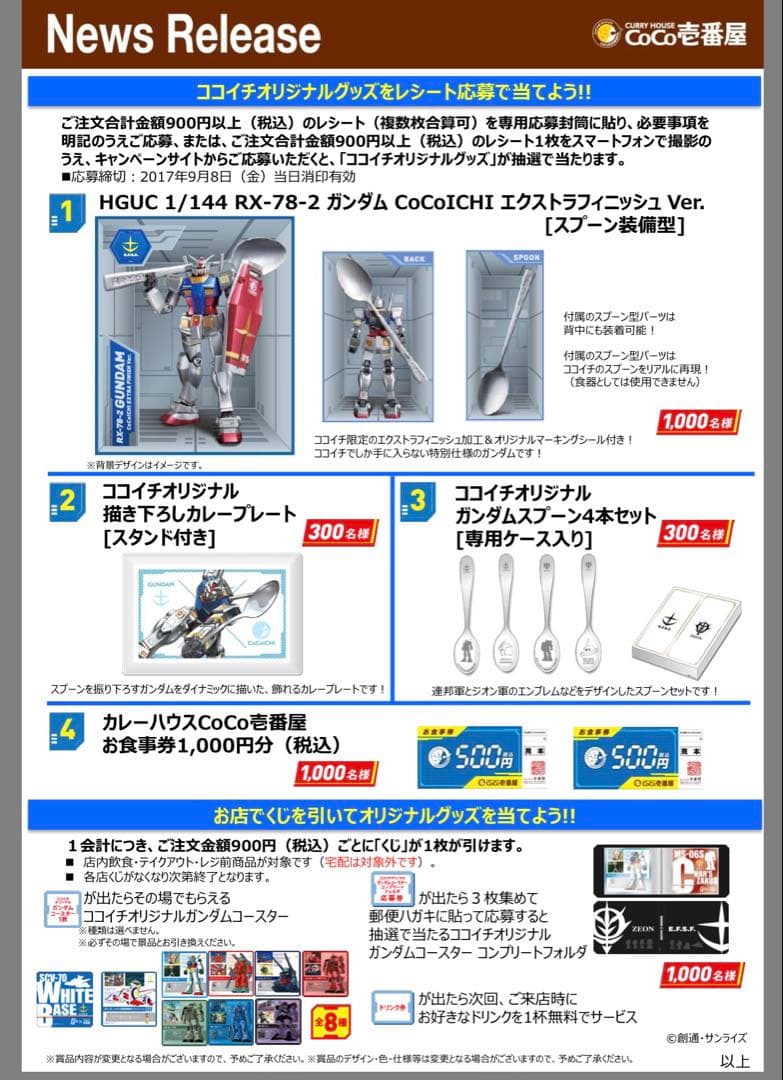 【非売品】ココイチオリジナルガンダムスプーン４本セット