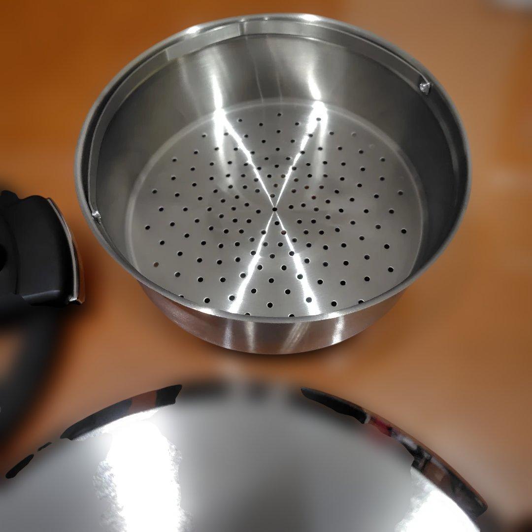 未使用　マイヤー　3L MEYER 圧力鍋 両手鍋　美品　蒸し器付