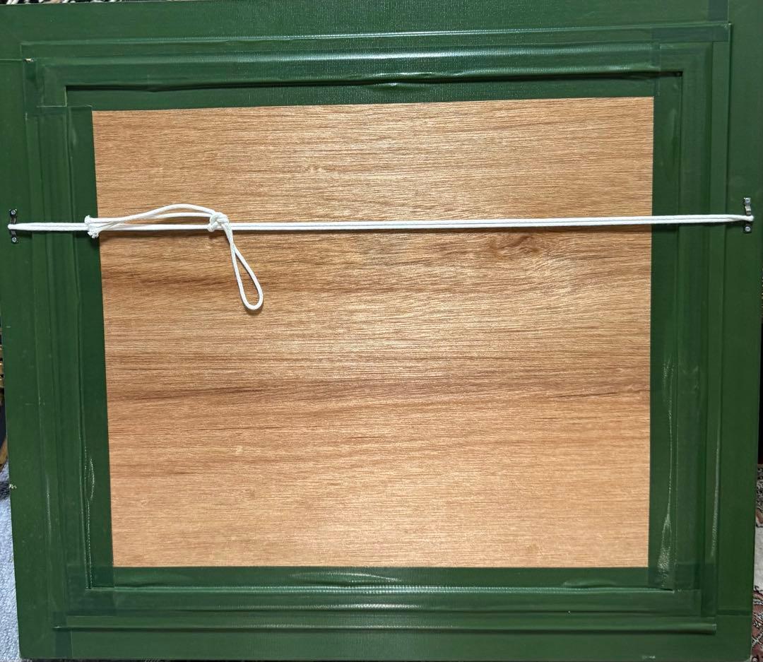 風車とチューリップ畑の油彩画