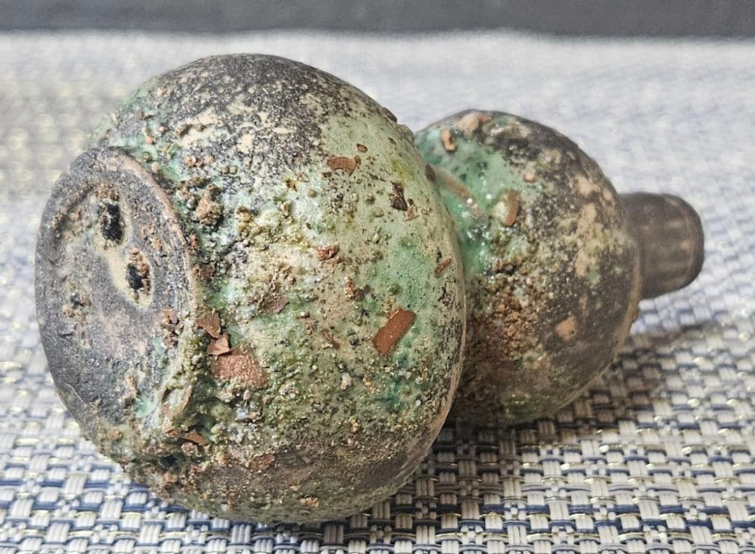 古代中国〜中国南方古陶磁器　中国古美術　漢時代　漢緑釉　瓢形小壺　鼻煙壺　古代壺